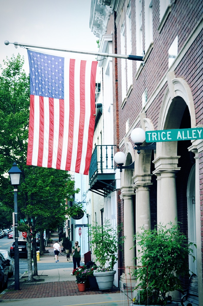 America Flags on King Street Alexandria Va