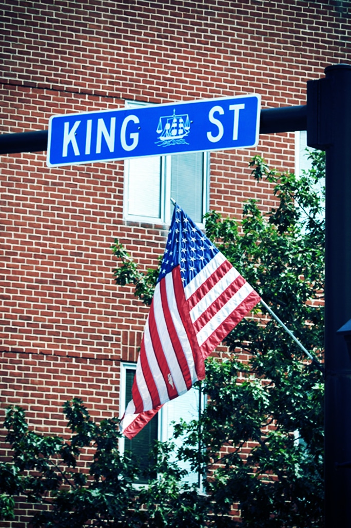 America Flags on King Street Alexandria Va