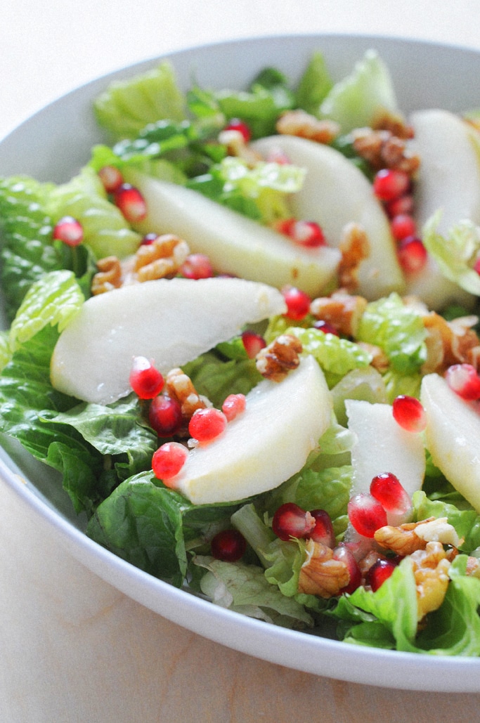 Pear and Pomegranate Salad with Champagne Vinaigrette