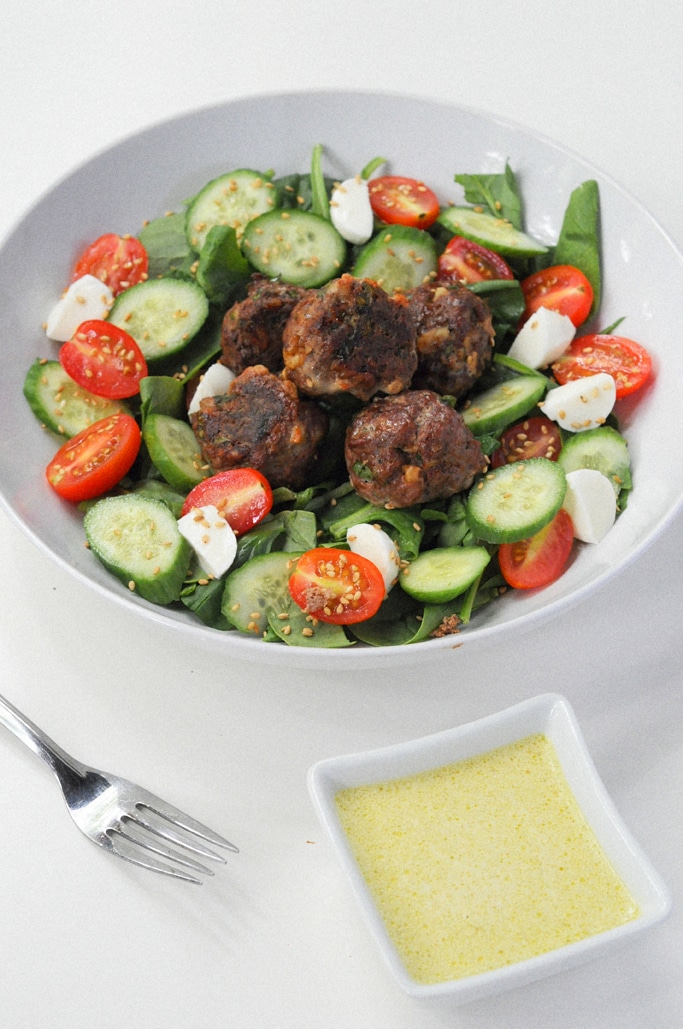 Lebanese Meatball with Spinach Salad