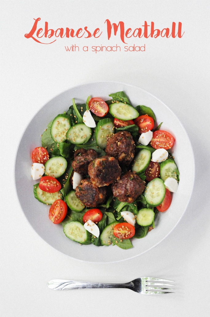 Lebanese Meatball with Spinach Salad