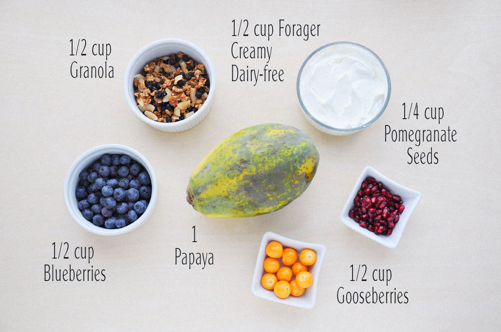 Vegan Papaya Bowl Breakfast Ingredences