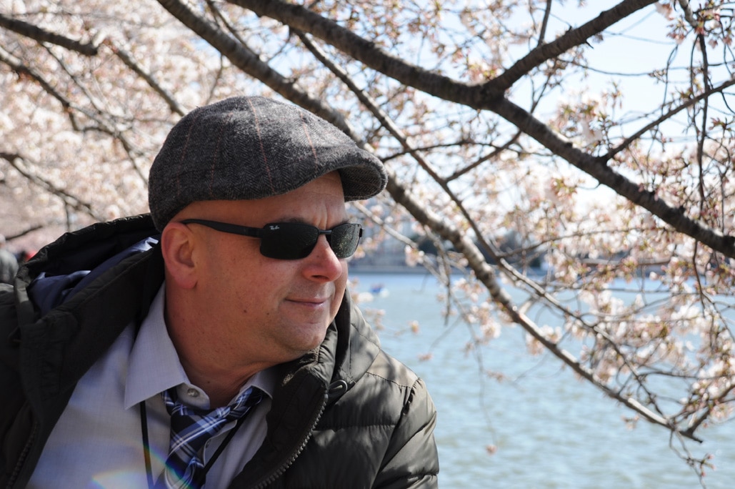 person at Cherry Blossoms Washington DC