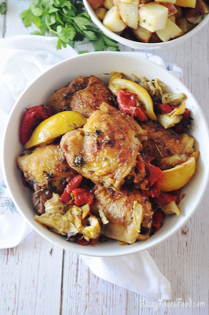 Baked Chicken Thighs with Artichokes