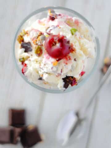 Vanilla Ice Cream with Cherry Chocolate Mix
