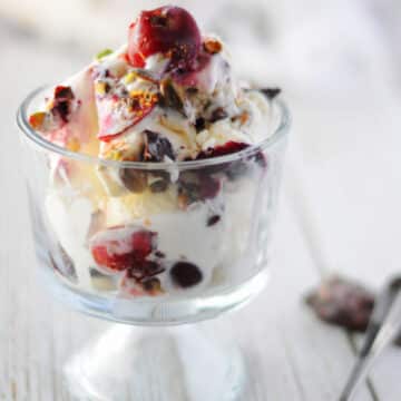 Vanilla Ice Cream Recipe with Cherry Chocolate and Pistachio Mix