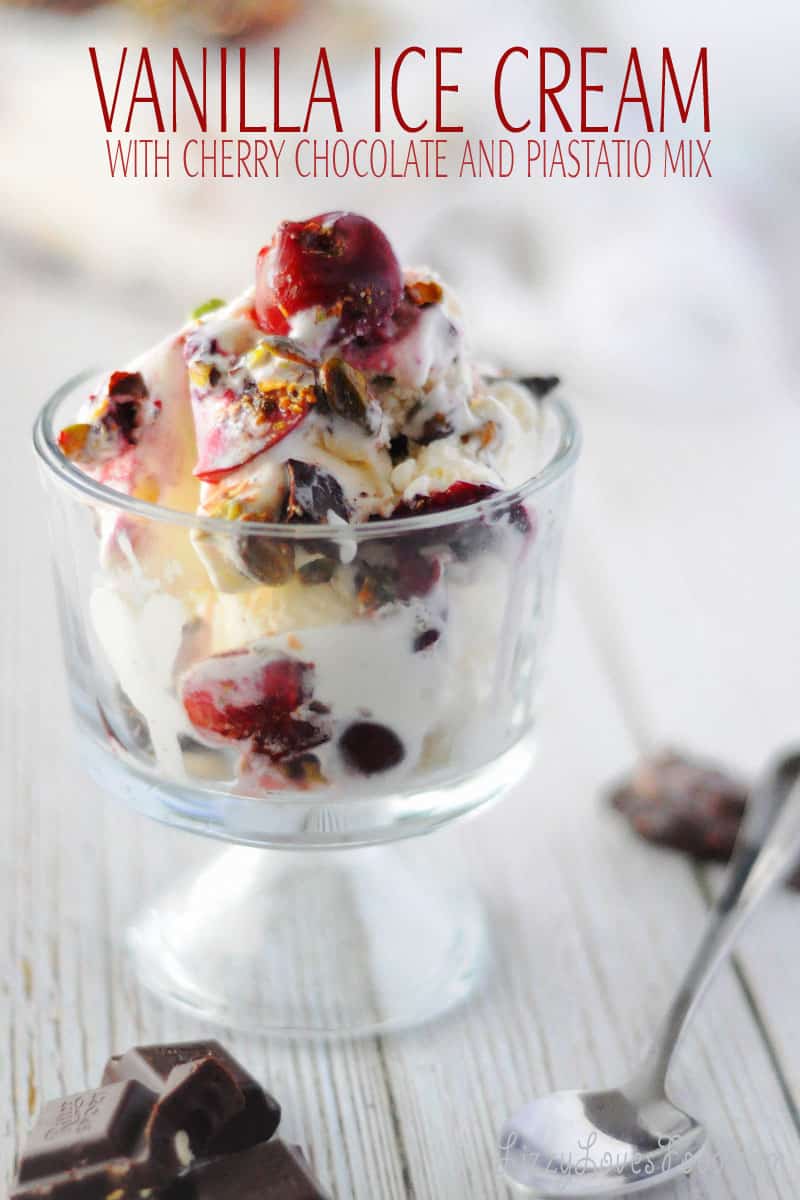 Vanilla Ice Cream Recipe with Cherry Chocolate and Pistachio Mix