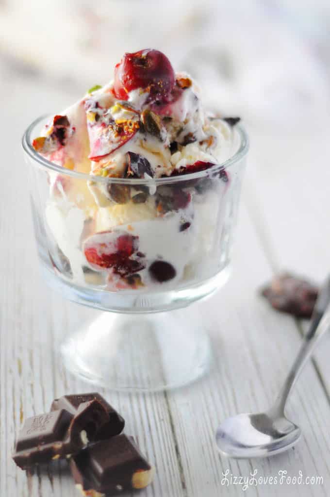 Vanilla Ice Cream with Cherry Chocolate Mix