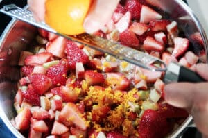 grated orange with strawberry