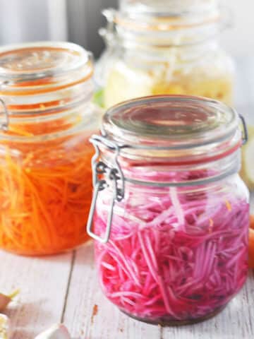 Pickled Daikon and Carrots in Jars