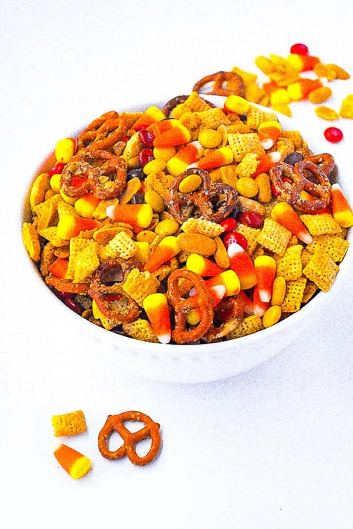 Pretzel Caramel Chex Mix for Halloween | Lizzy Loves Food