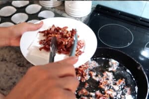 taking bacon out of pan