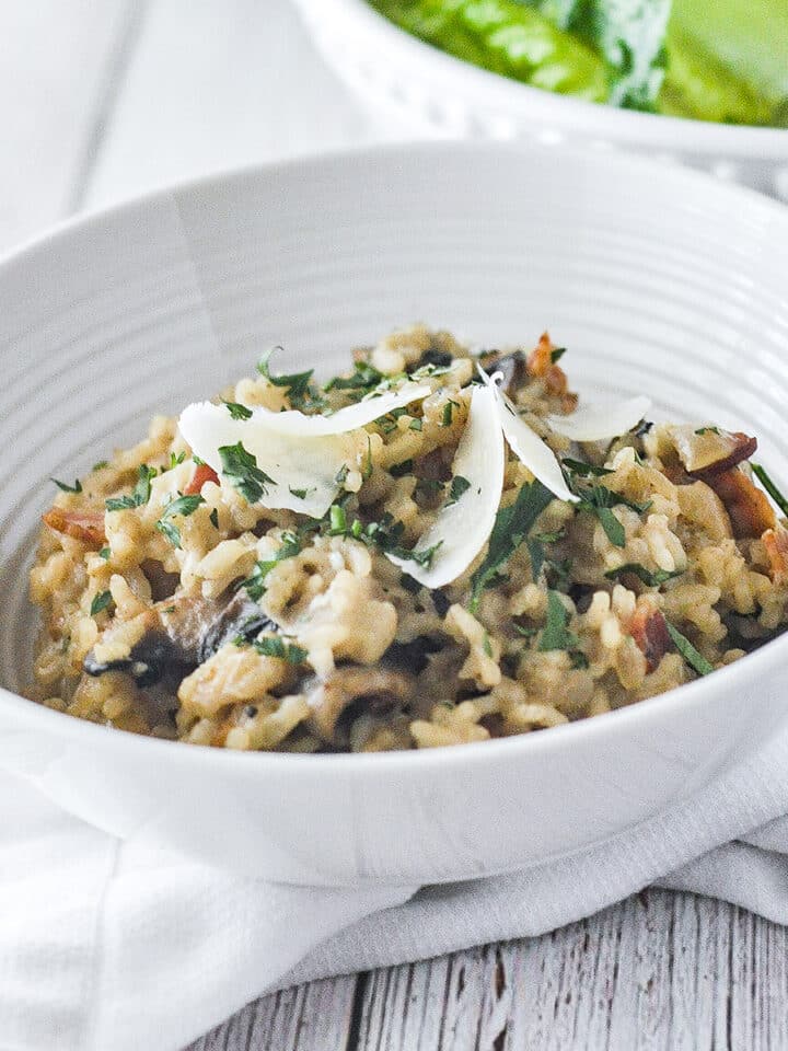 a dish with Bacon Mushroom Risotto