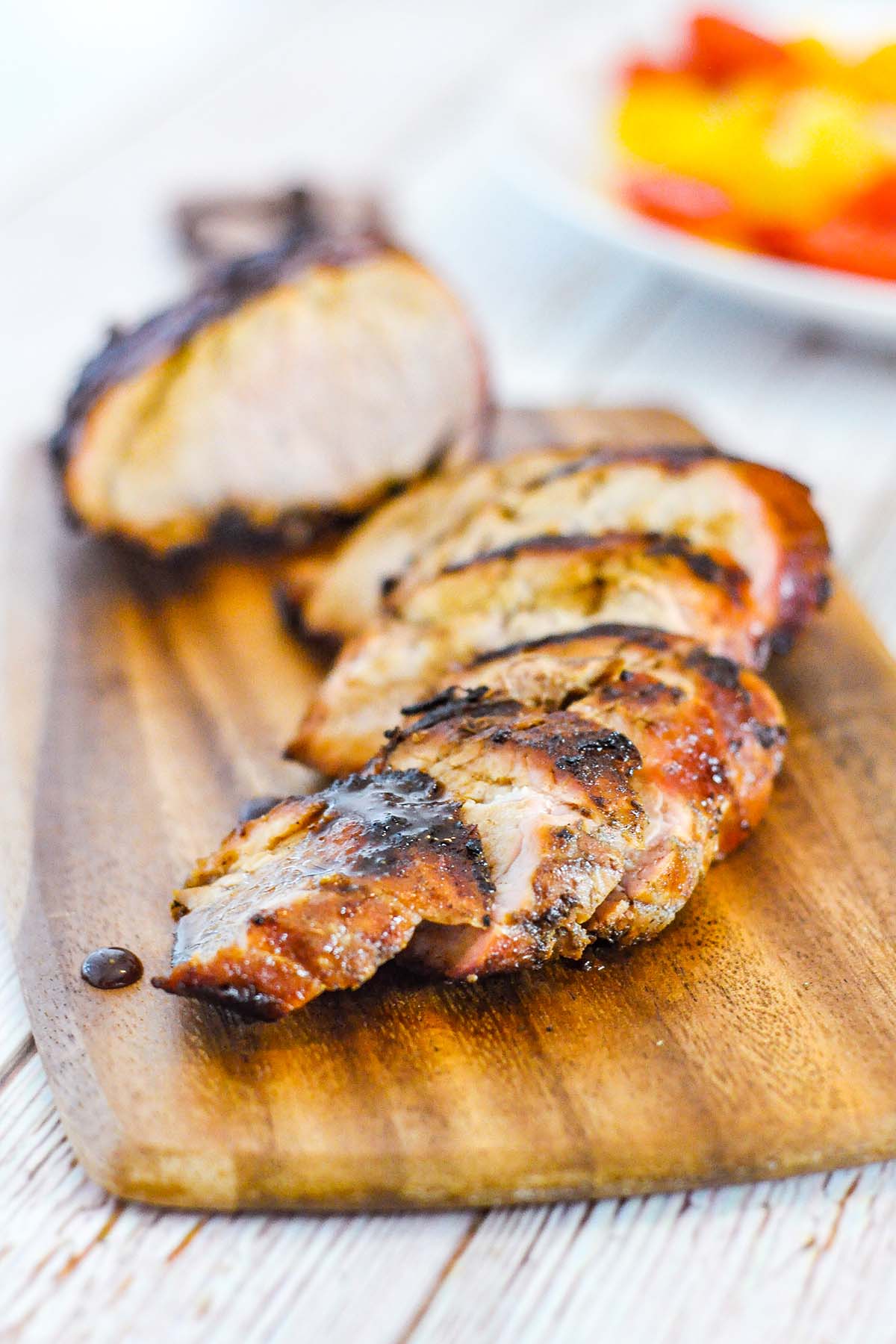 pork with Char Siu Sauce on cutting board