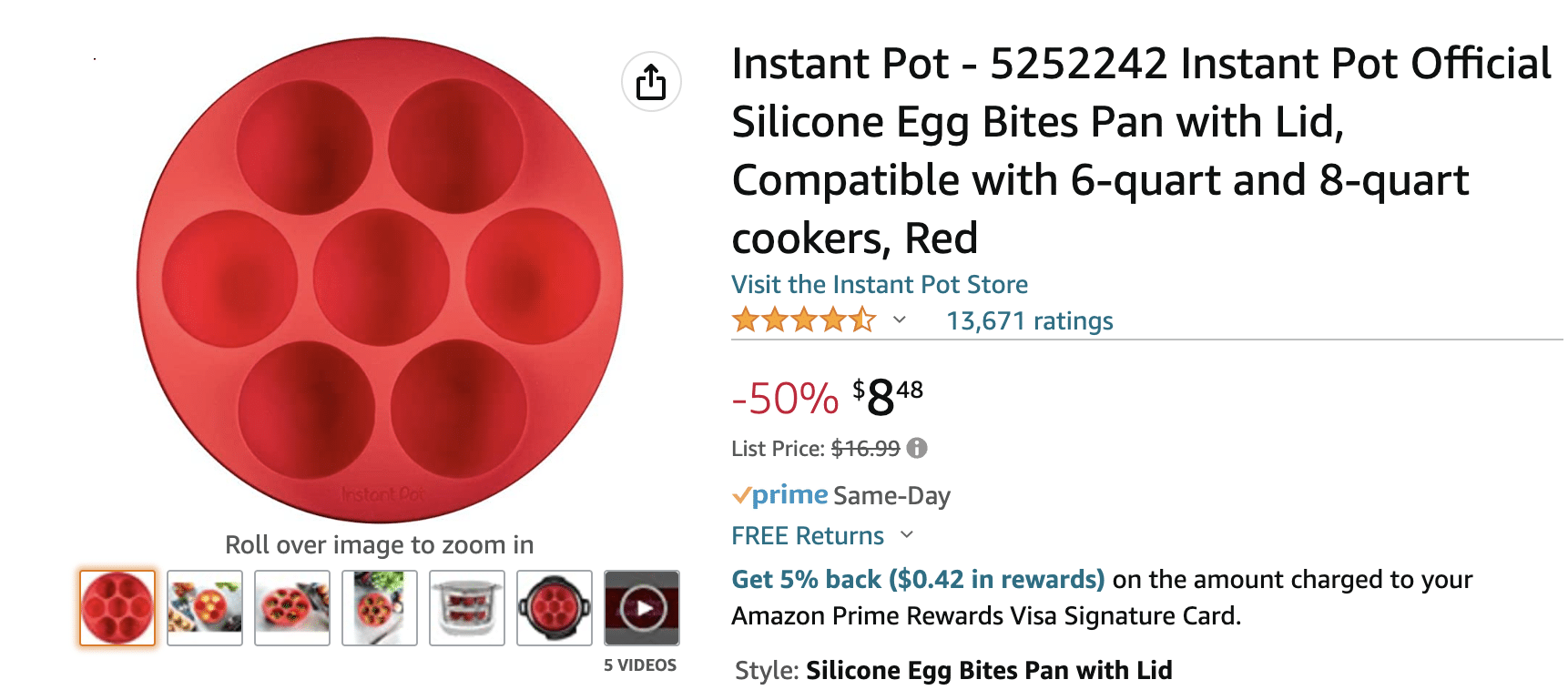 Instant Pot Official Silicone Egg Bites Pan With Lid, Compatible