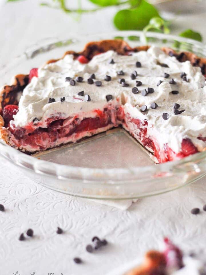 Strawberry Chocolate Pie on the table