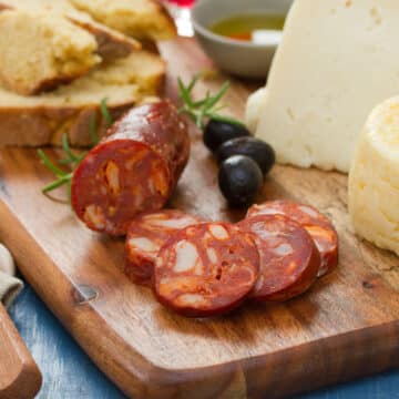 Portuguese Chourico Charcuterie with cheese