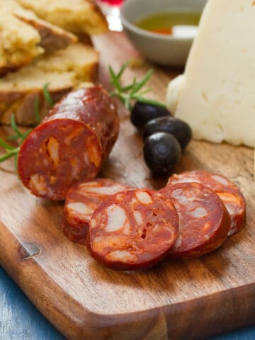 Portuguese Chourico Charcuterie with cheese