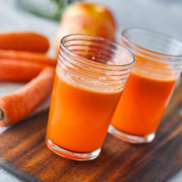 Carrot Juice in a glass on the table